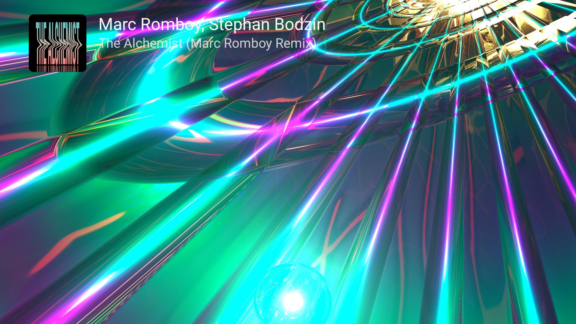 Now playing in Milkbeat: a MilkDrop preset fills the screen behind the track's cover, artist and title