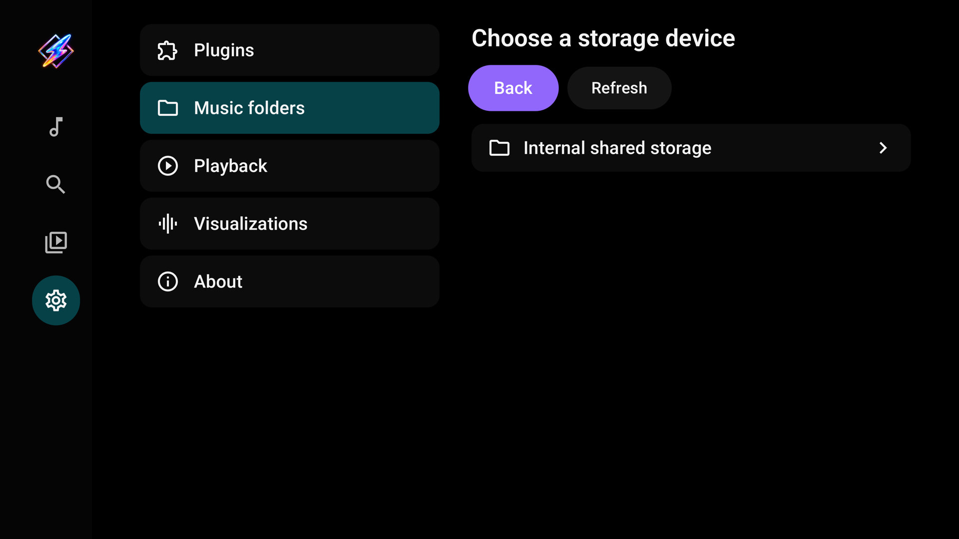 Milkbeat's own storage-device picker