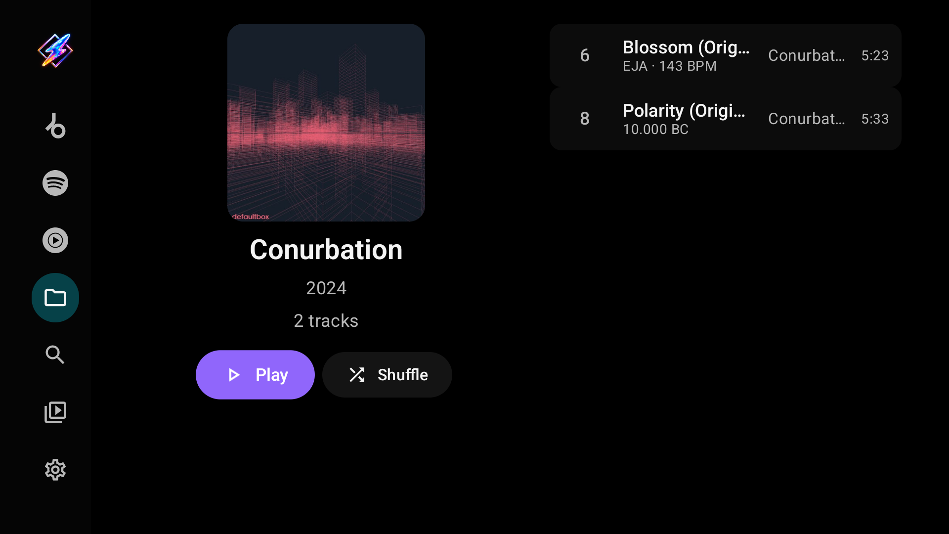 A local release page with its cover, year and tracks