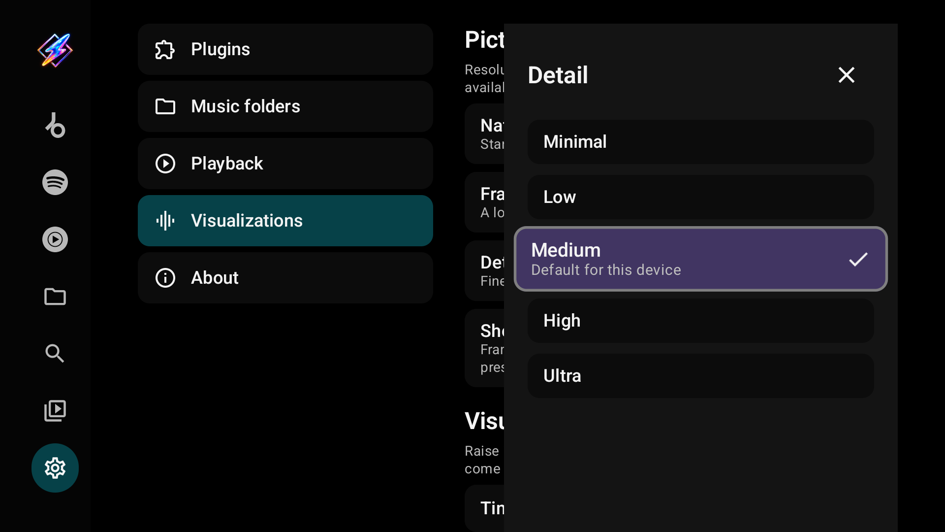 Detail picker: Minimal, Low, Medium, High and Ultra