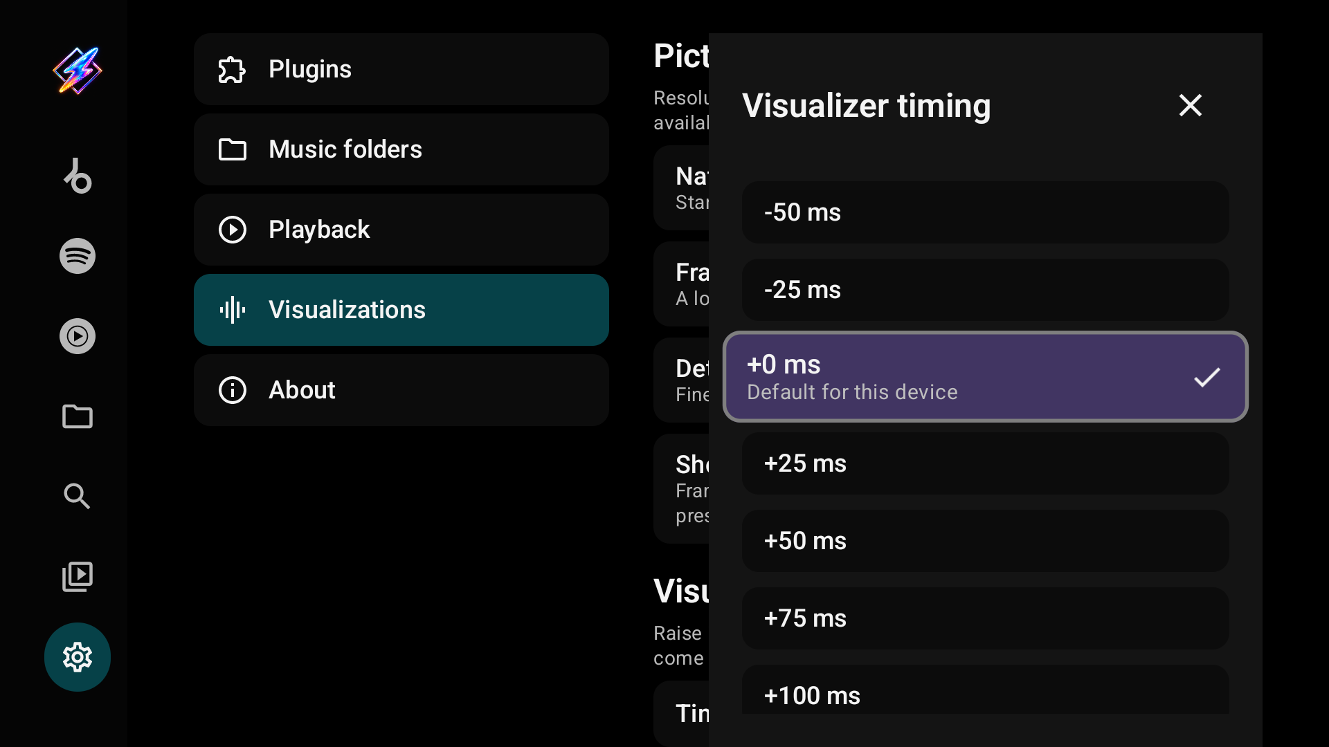 Timing offset picker with +0 ms as the default