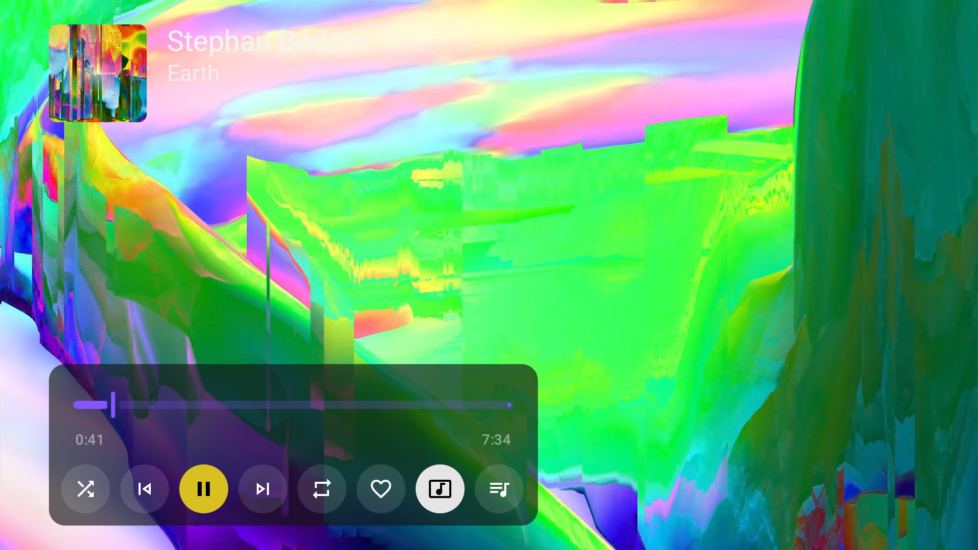 The music-video view, with the video icon on the view button