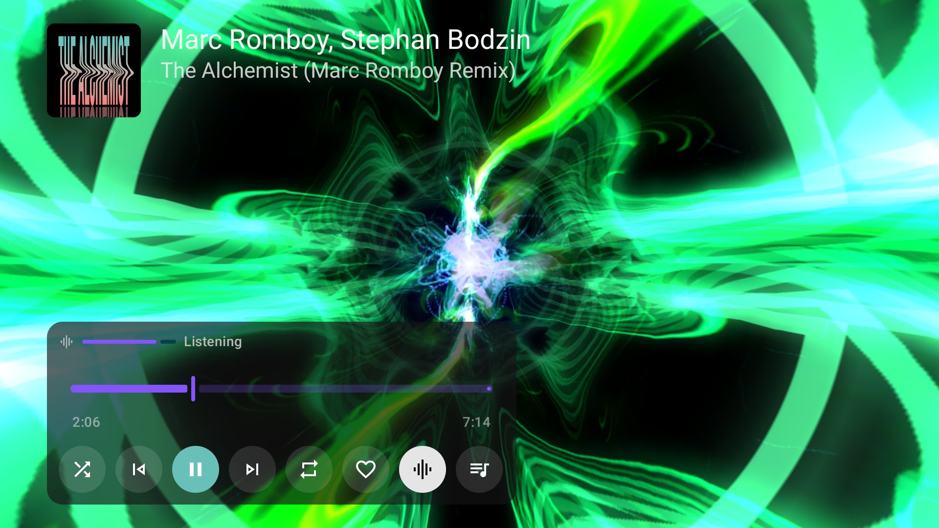 The visualizer view with the view button focused