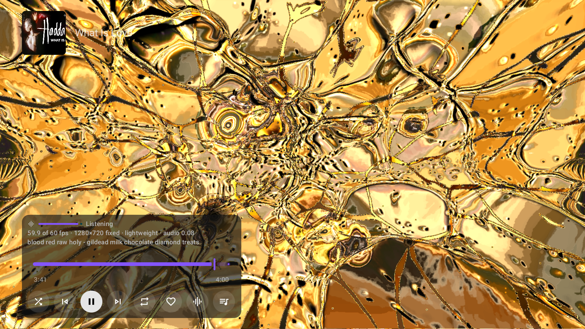 A preset held with automatic changes off